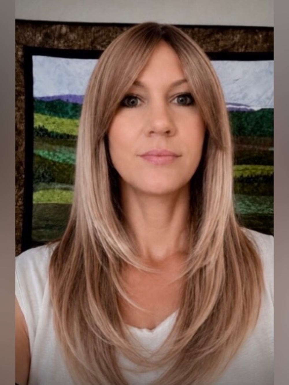 22-Inch - Hazel Brown (Honey Highlights) layered wig
